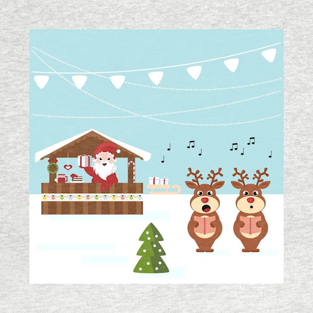 Christmas market cartoon illustration by SooperYela